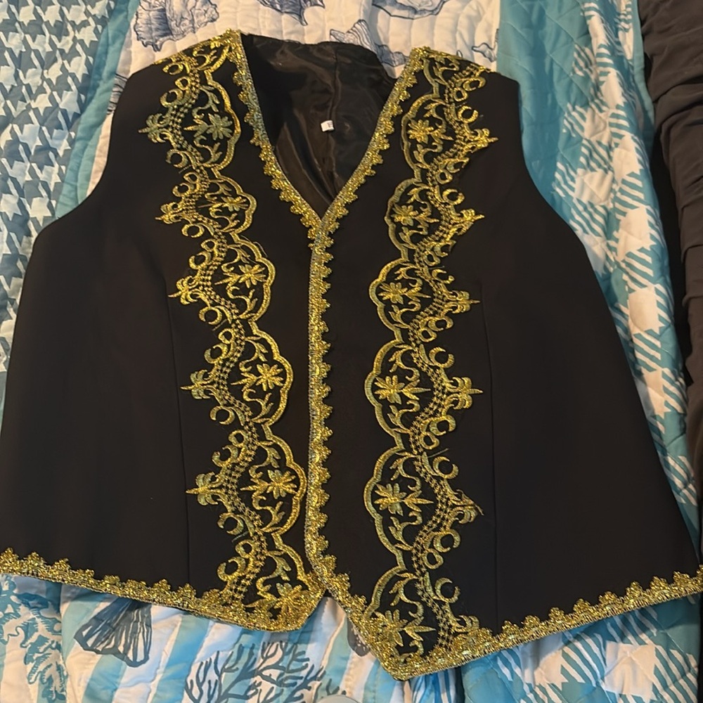 Black Blazer with Gold Embroidery - Elegant Men's Suit Jacket - Picture 2 of 6